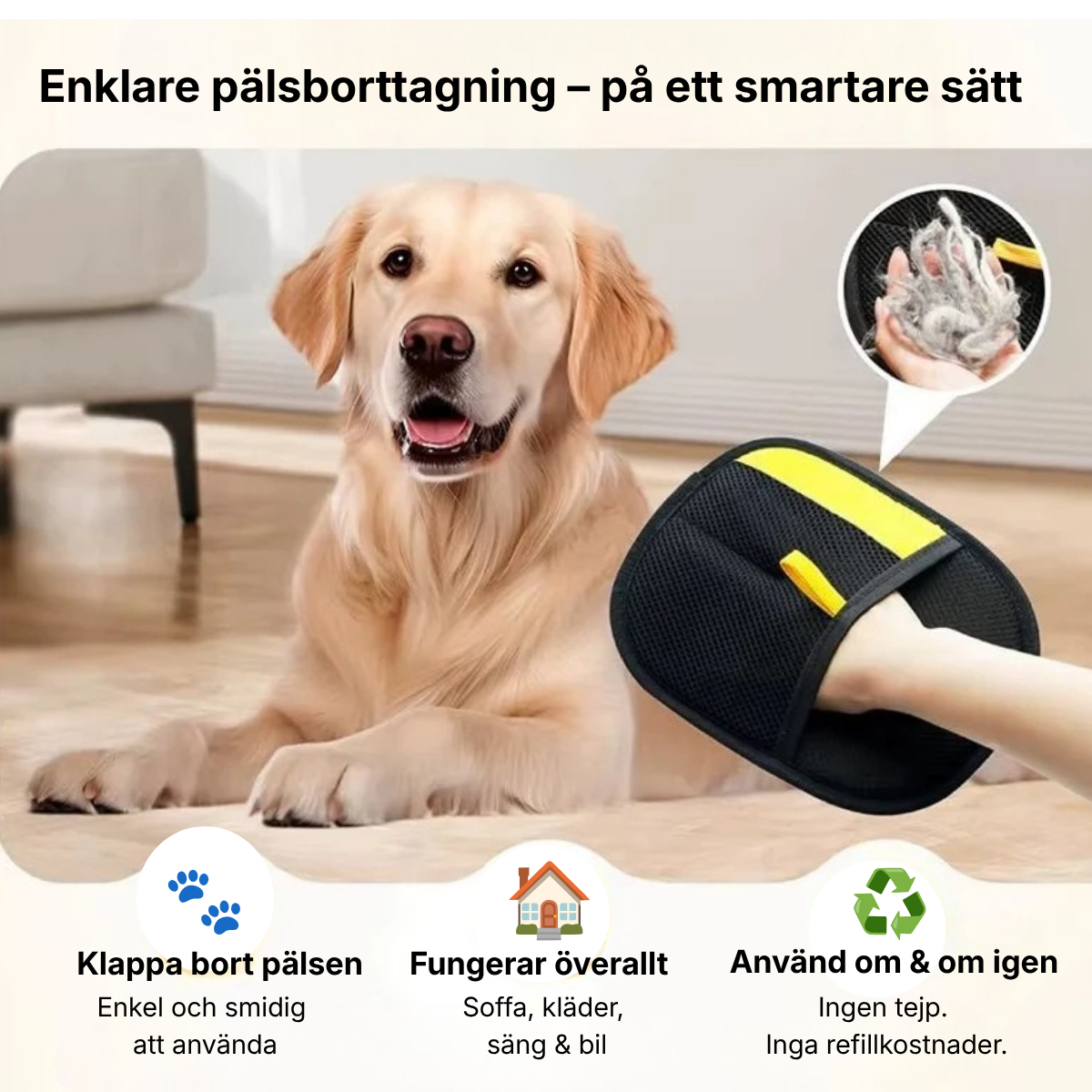 TussFri – Djurhår på soffan? Borta på några sekunder.